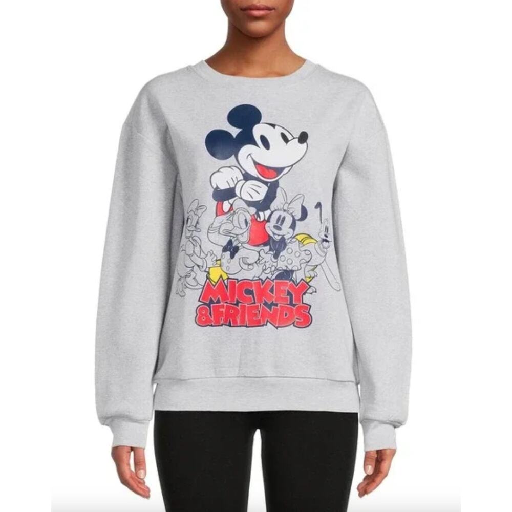 Disney | Mickey & Friends Sweatshirt | Heather Grey | Juniors' Size M (7-9)